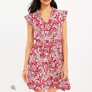 Loft, Red Paisley, Dress, Size Medium